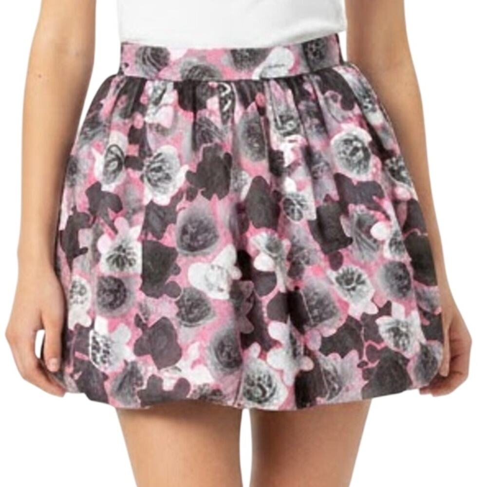 Juicy Couture Pink Gray White Floral Layered Mini Bubble Tulle Skirt Size 4